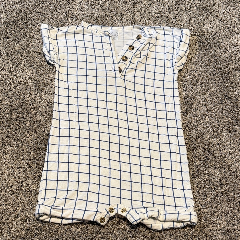 Lou Lou & Company Baby Blue and White Checkered Romper